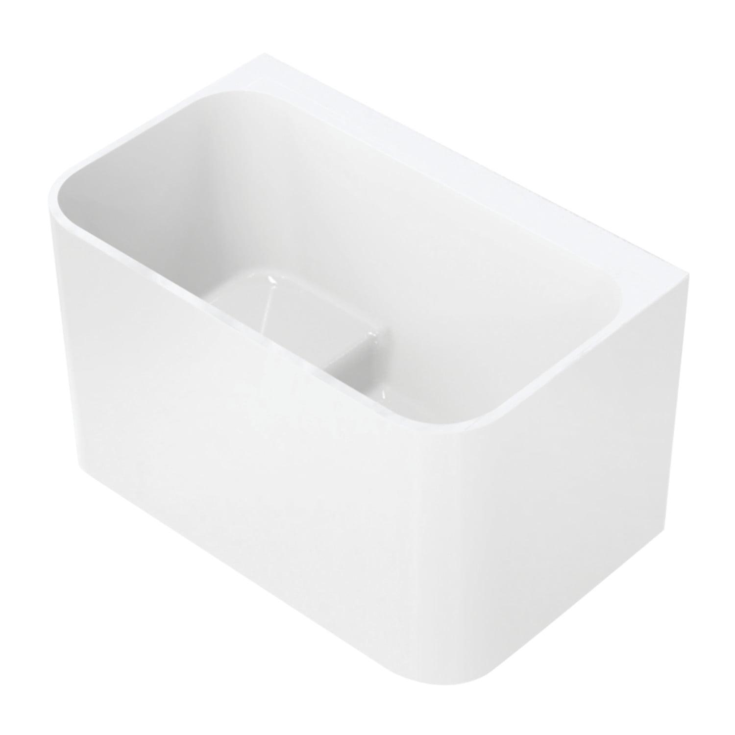 Kingston Brass Aqua Eden 47-Inch Acrylic Rectangular Double Ended Freestanding Tub with Drain and Integrated Seat