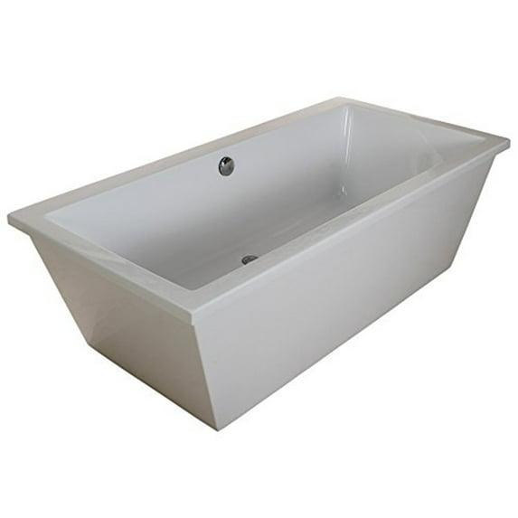 Kingston Brass Aqua Eden 66-Inch Acrylic Rectangular Double Ended Freestanding Tub with Drain