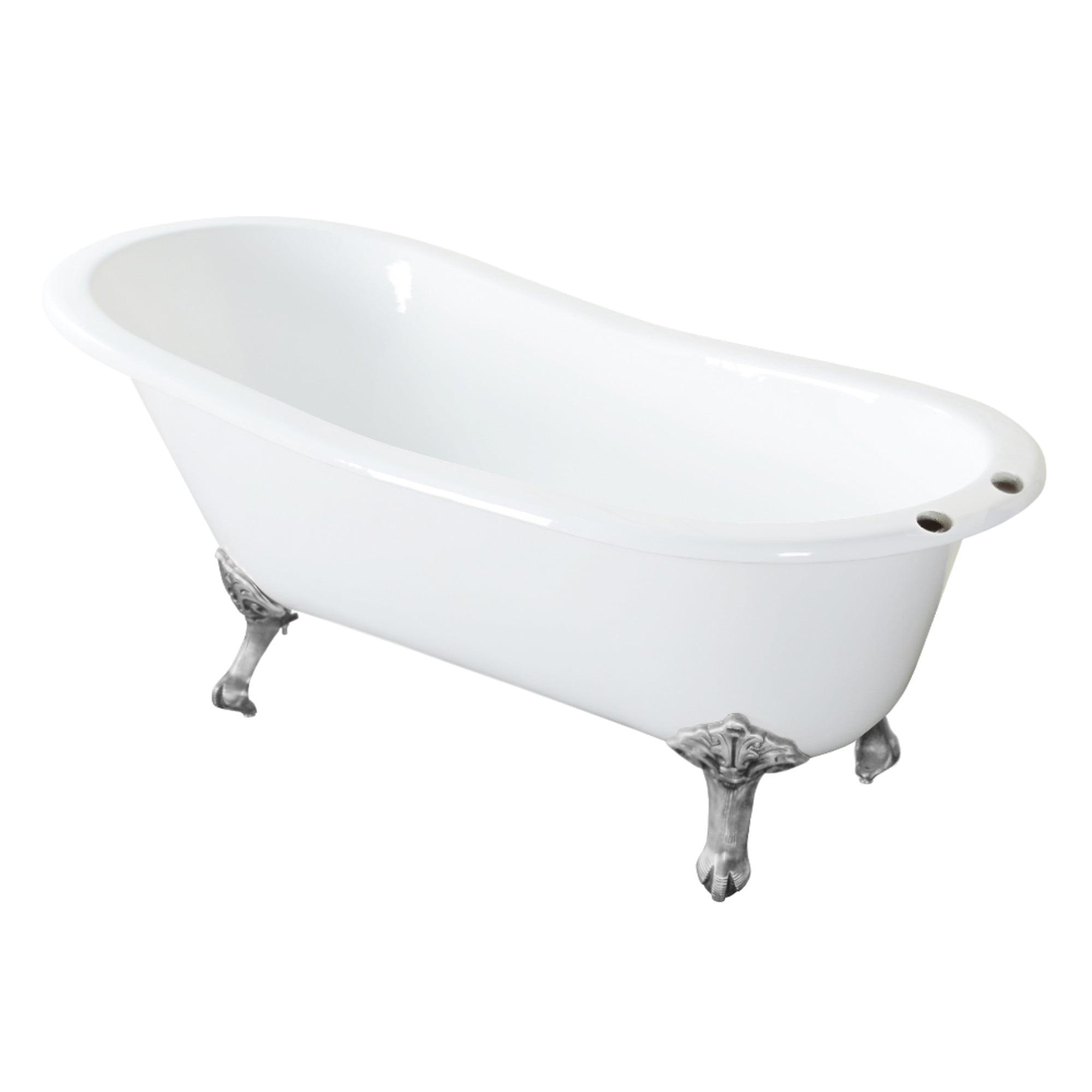 Kingston Brass Tazatina 54-Inch Cast Iron Oval Single Slipper Clawfoot Tub (7-Inch Faucet Drillings)