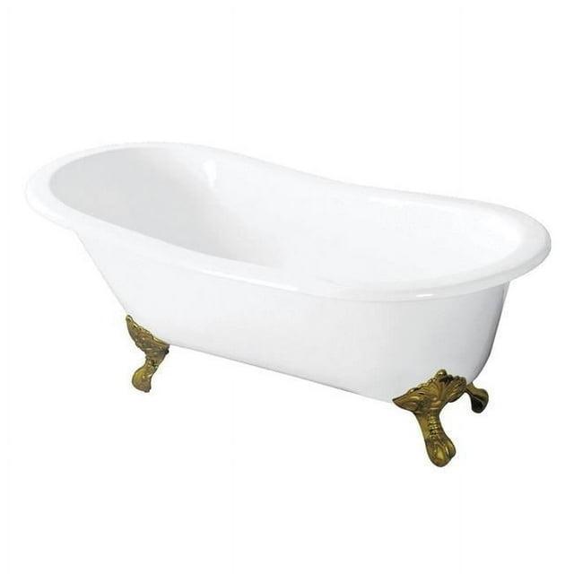 Kingston Brass Tazatina 54-Inch Cast Iron Oval Single Slipper Clawfoot Tub (No Faucet Drillings)