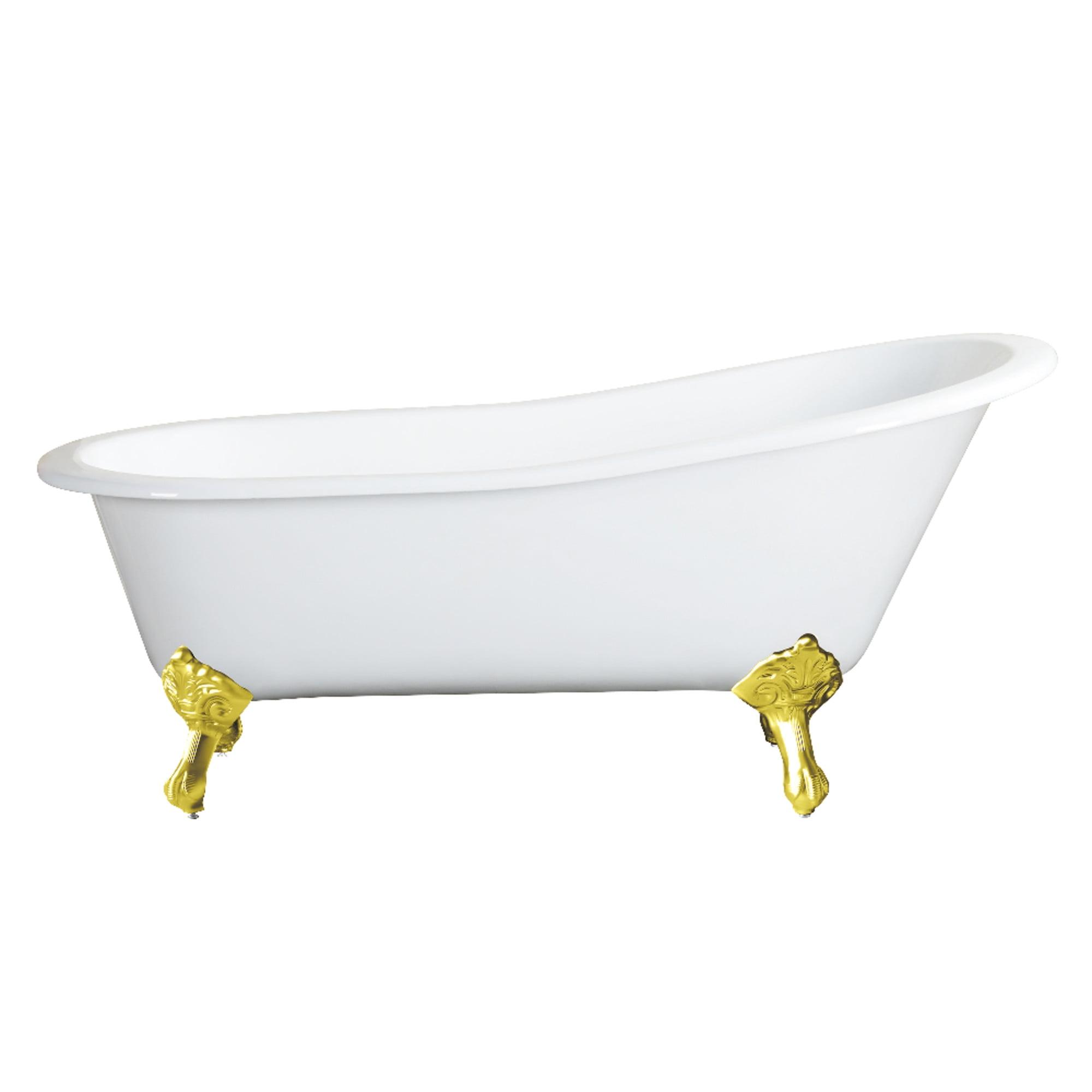 Kingston Brass Tazatina 54-Inch Cast Iron Oval Single Slipper Clawfoot Tub (No Faucet Drillings)