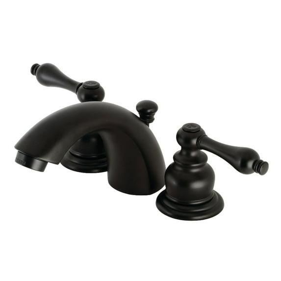 Kingston Brass Victorian Two-Handle 3-Hole Deck Mount Mini-Widespread Bathroom Faucet with Plastic Pop-Up