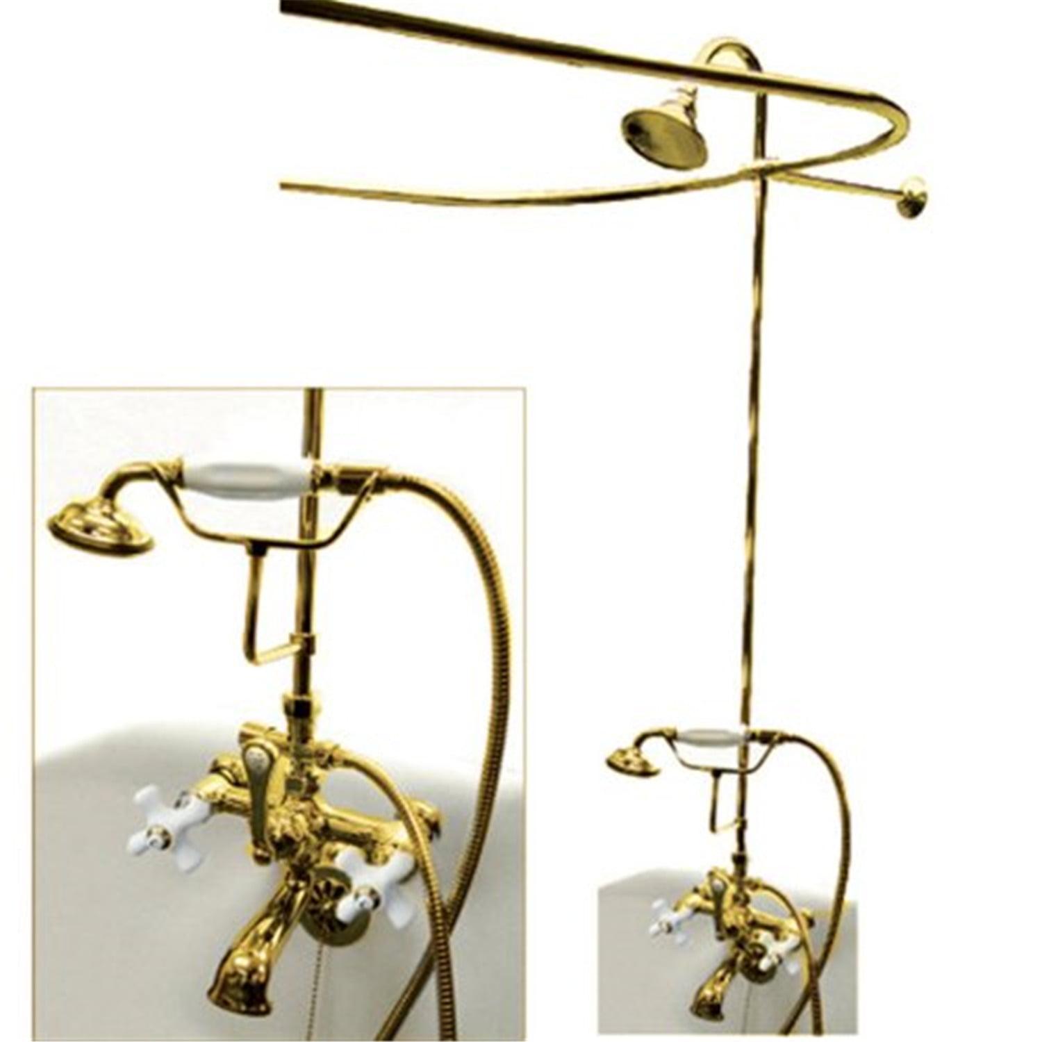 Kingston Brass Kingston Brass Vintage Three-Handle 2-Hole Tub Wall Mount Clawfoot Tub Faucet Package with Shower Enclosure and Hand Shower CCK1182PX