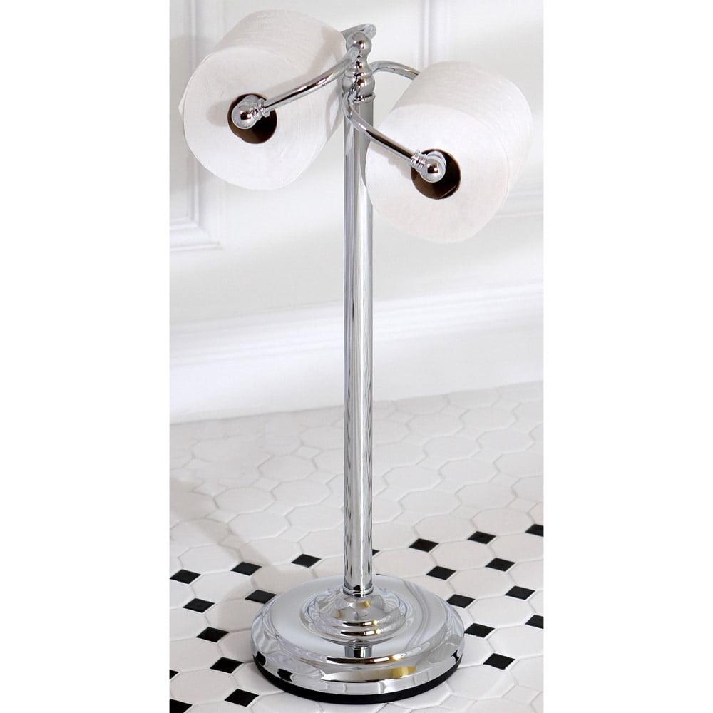 Kingston Brass  Vintage Dual Freestanding Pedestal Toilet Tissue Holder silver