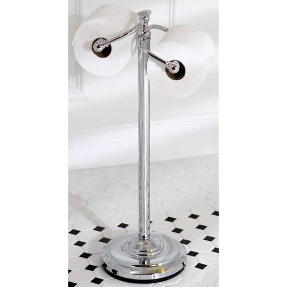 Kingston Brass  Vintage Dual Freestanding Pedestal Toilet Tissue Holder silver