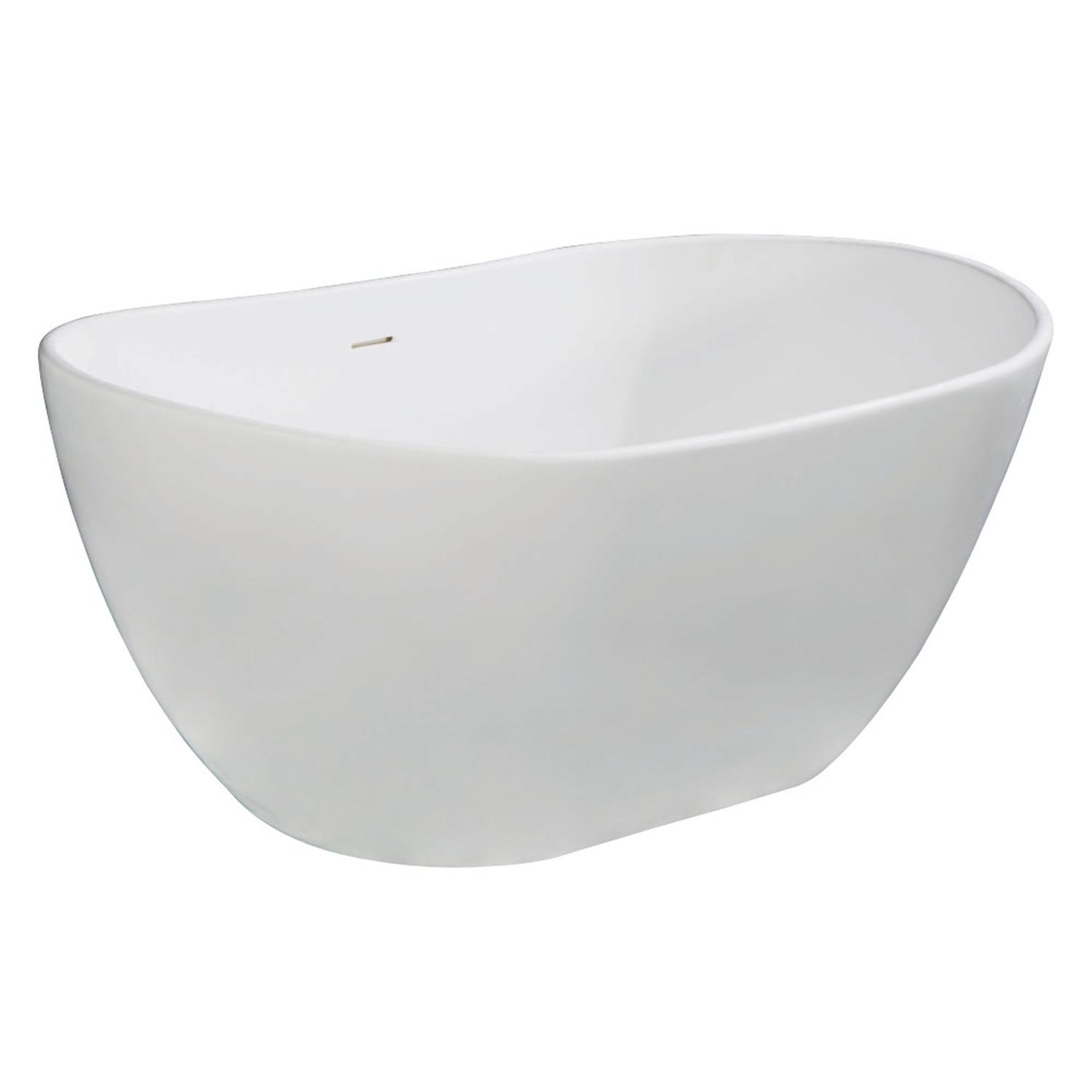 Kingston Brass Arcticstone Solid Surface Oval Double Slipper Freestanding Tub with Drain