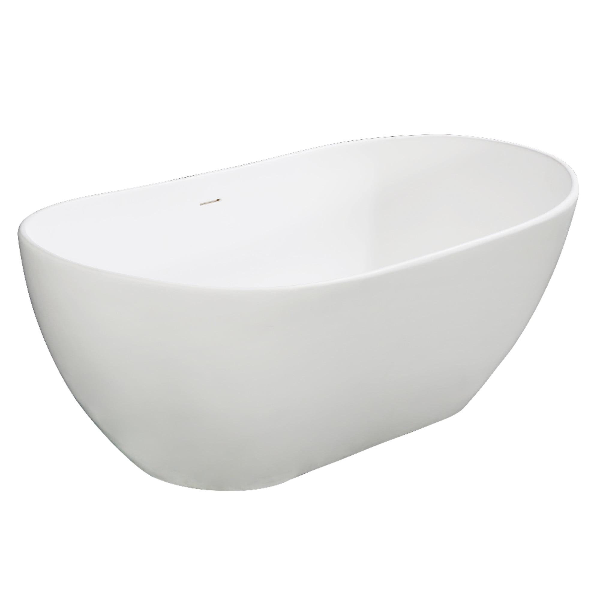 Kingston Brass Kingston Brass Arcticstone Solid Surface Oval Double Slipper Freestanding Tub with Drain VRTRS653224