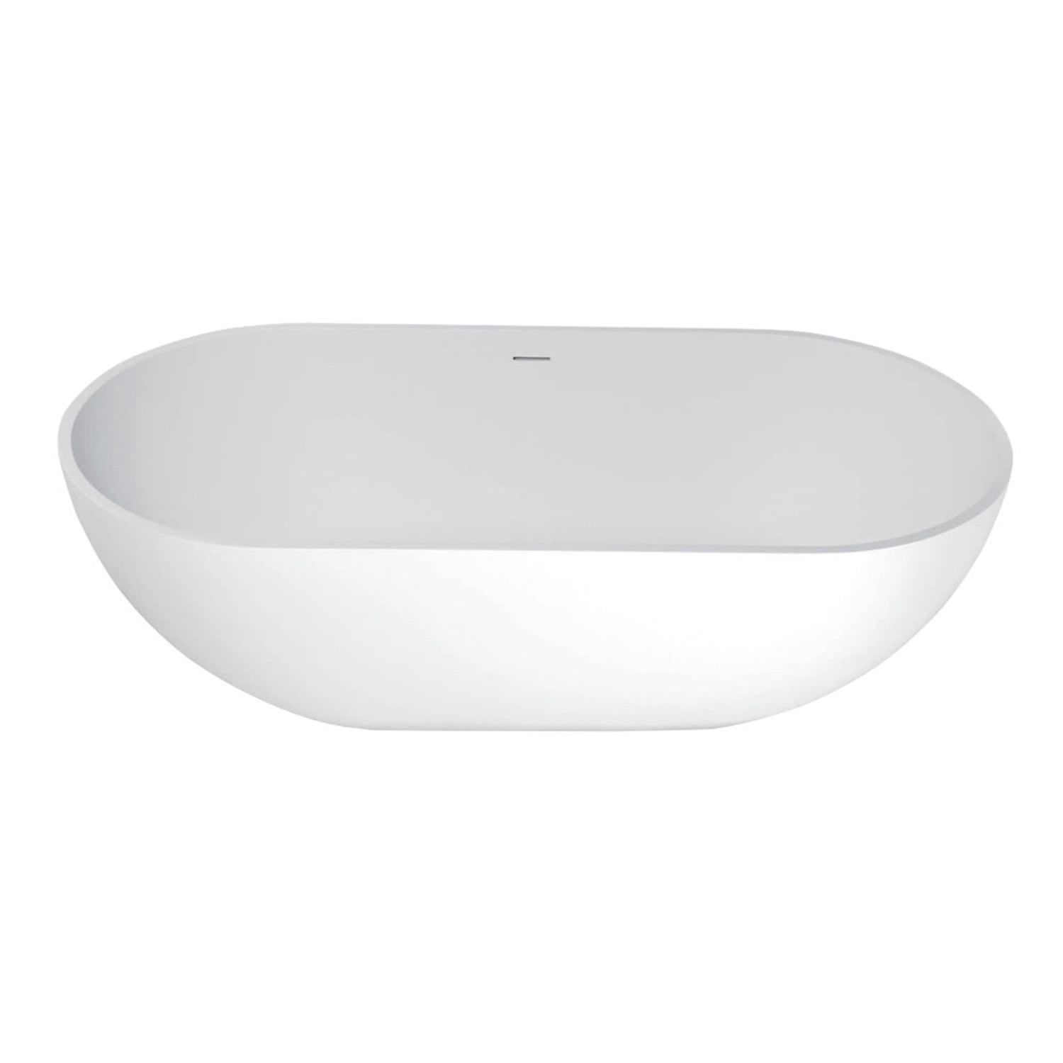 Matte White 70-Inch Oval Freestanding Acrylic Bathtub