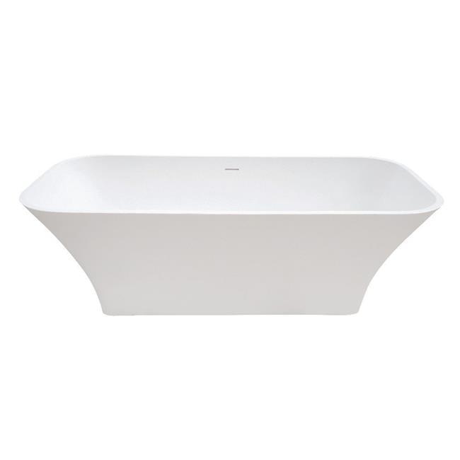 Kingston Brass Arcticstone 68-Inch Solid Surface Rectangular Double Ended Freestanding Tub with Drain