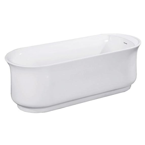 Kingston Brass Aqua Eden 66-Inch Acrylic Oval Double Ended Freestanding Tub with Drain and Anti-Skid Surface