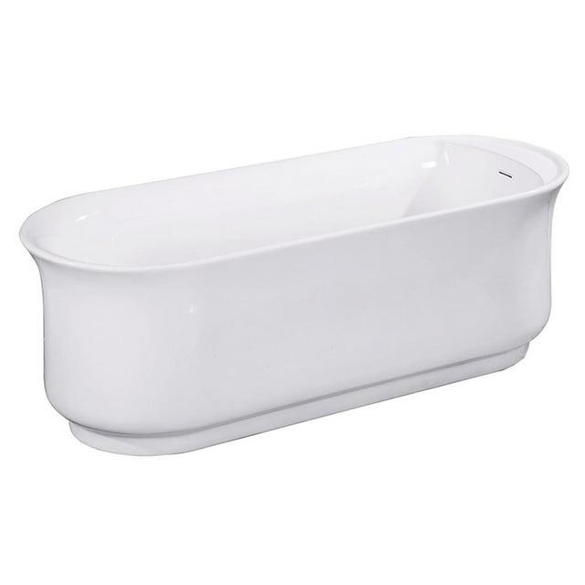 Kingston Brass Aqua Eden 66-Inch Acrylic Oval Double Ended Freestanding Tub with Drain and Anti-Skid Surface