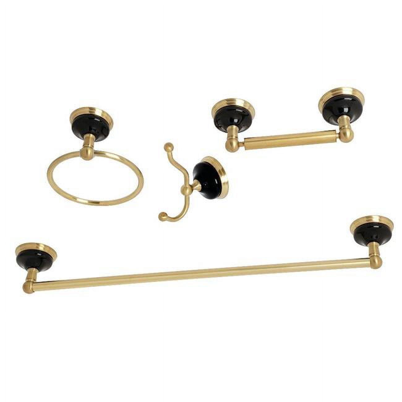 Brushed Brass Traditional 4-Piece Bathroom Hardware Set