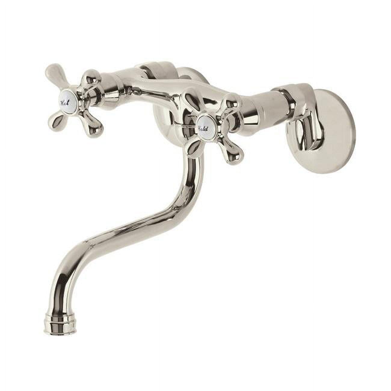 Kingston Traditional Polished Nickel Dual Cross Handle Wall Mount Faucet