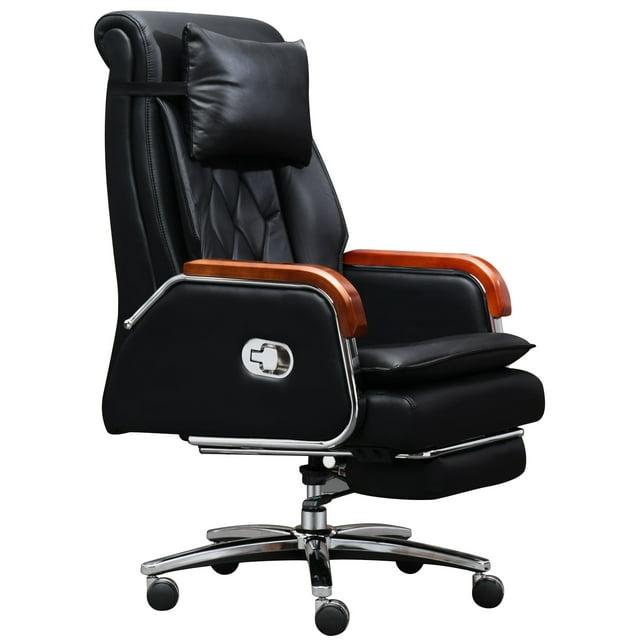 Kinnls Kinnls Cameron Massage Chair Genuine Leather Executive Chair With Headrest