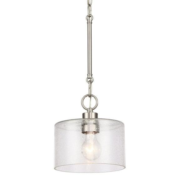 Kira Home Avalon 17" Modern Pendant Light + Seeded Glass Shade, Adjustable Height, Brushed Nickel Finish