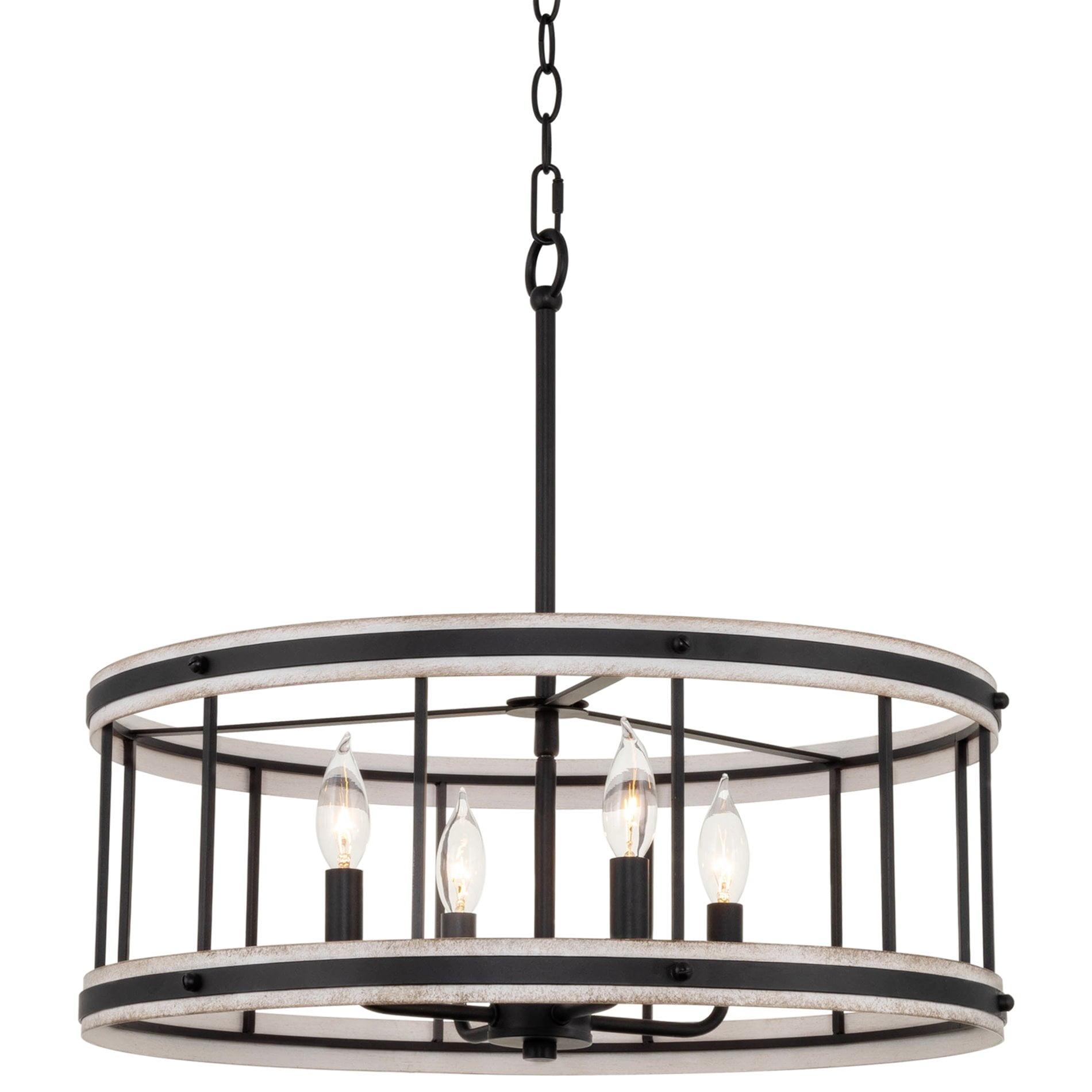 Brynn 21" Black and White Ash Drum Chandelier