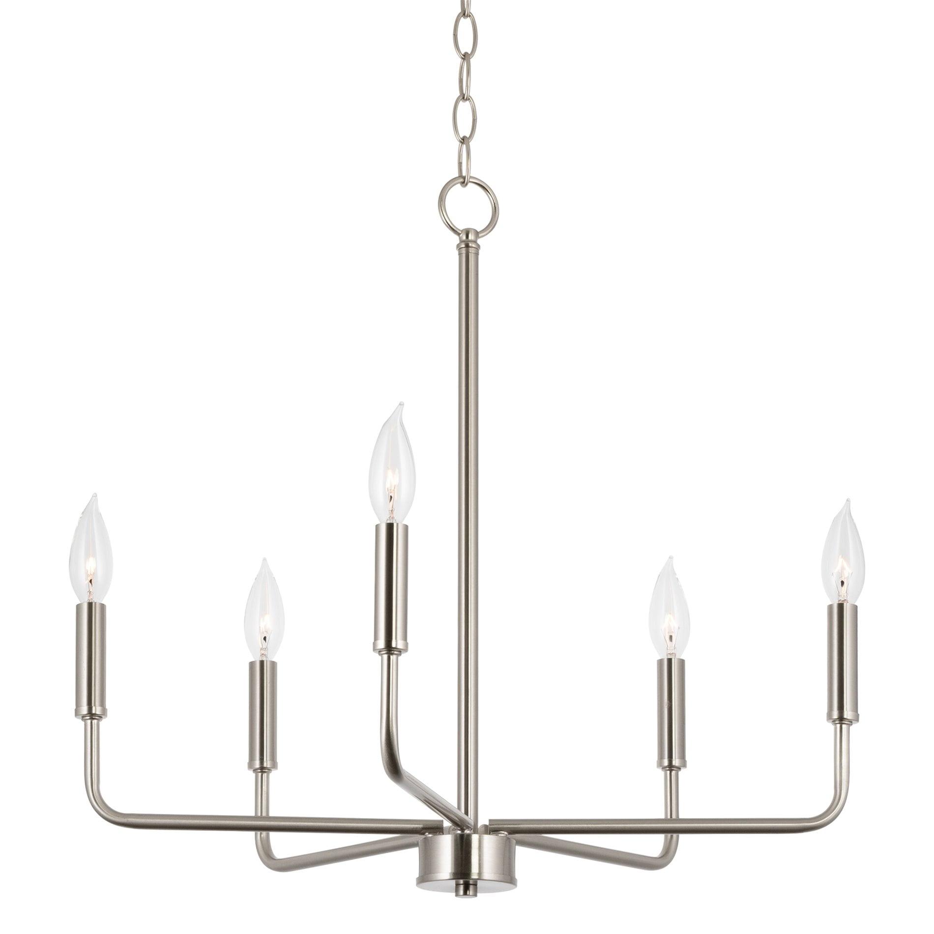 Camille Brushed Nickel 5-Light Modern Chandelier with Adjustable Chain