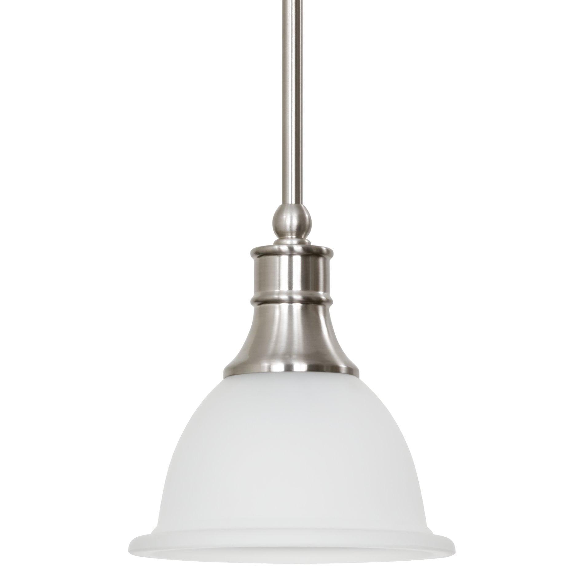 Ellie 8" Modern Mini Pendant Light with Frosted Glass & Brushed Nickel Finish