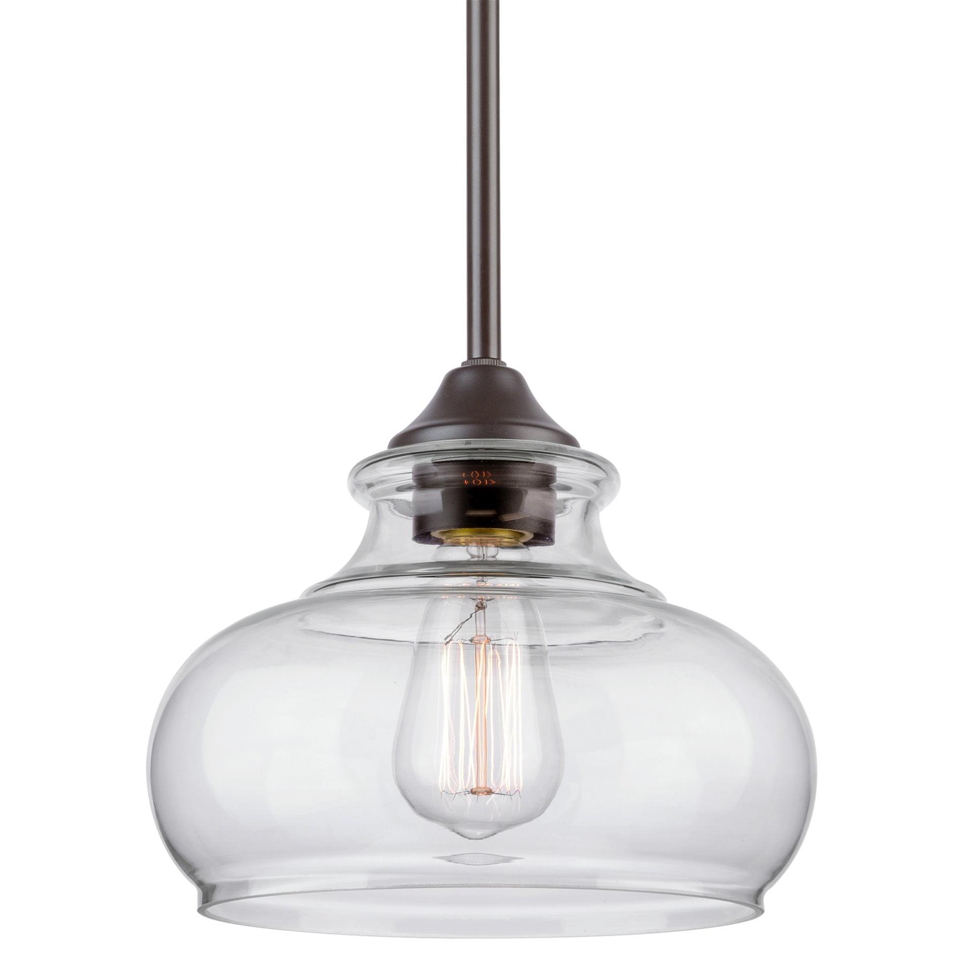 Harlow 9" Oil Rubbed Bronze Pendant Light with Clear Glass Shade