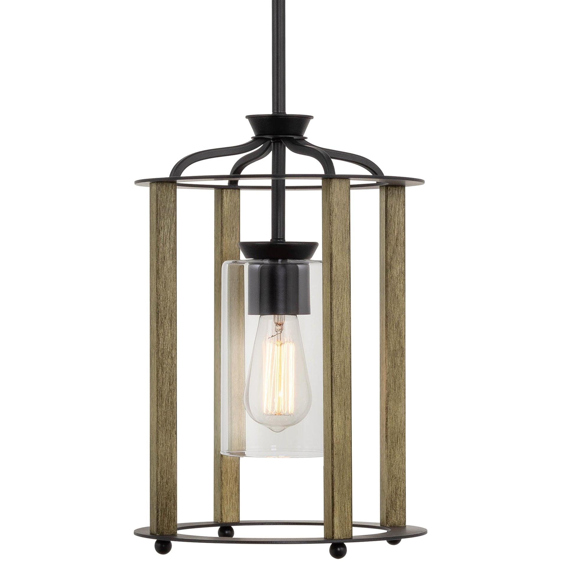 Houston Modern Farmhouse Black Pendant Light with Clear Glass Shade