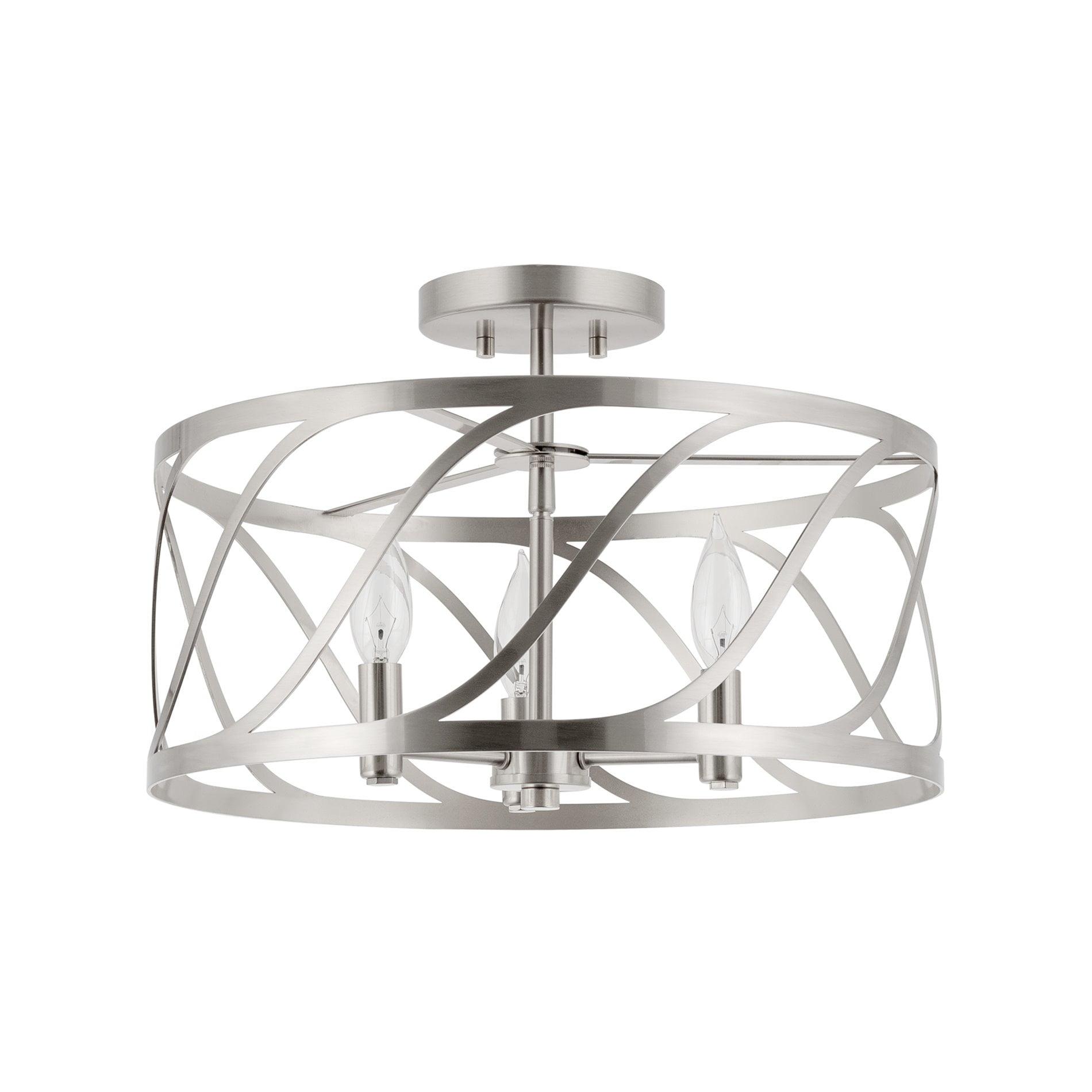 Isabelle 16" Brushed Nickel Modern Drum Ceiling Light