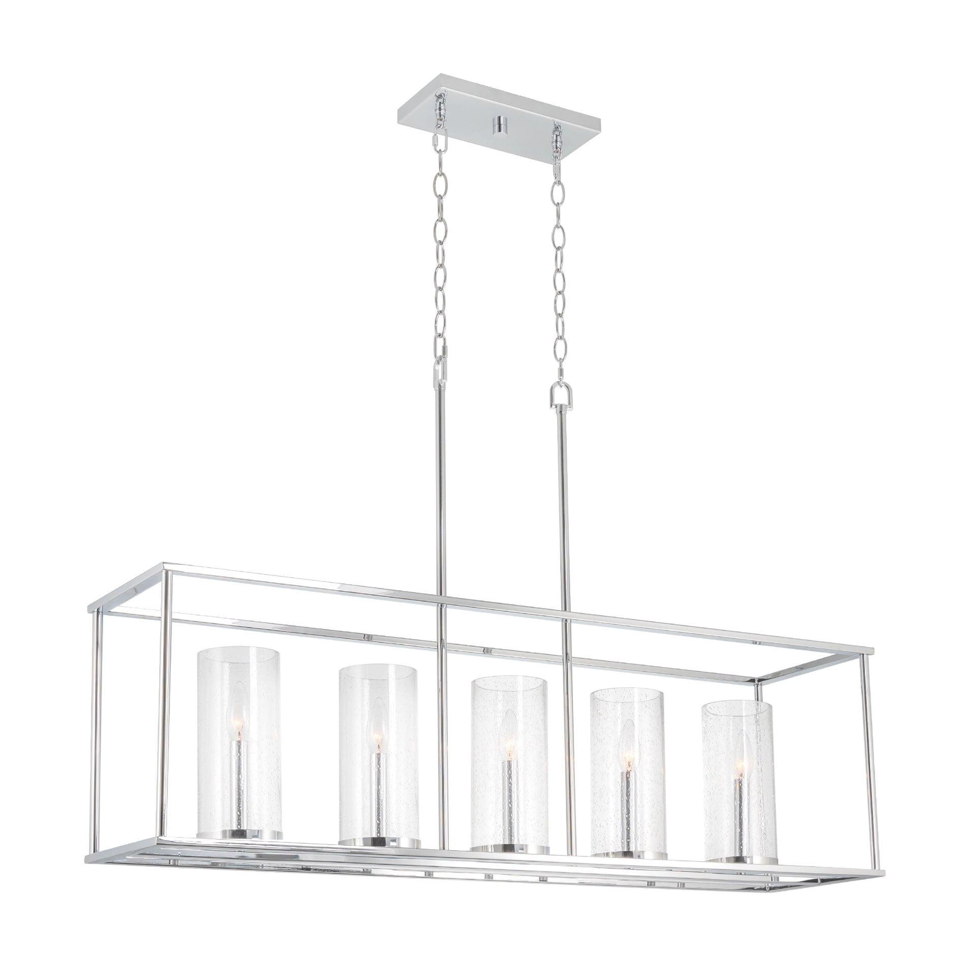 Keller 41'' Chrome Linear Island Light with Seeded Glass Shades