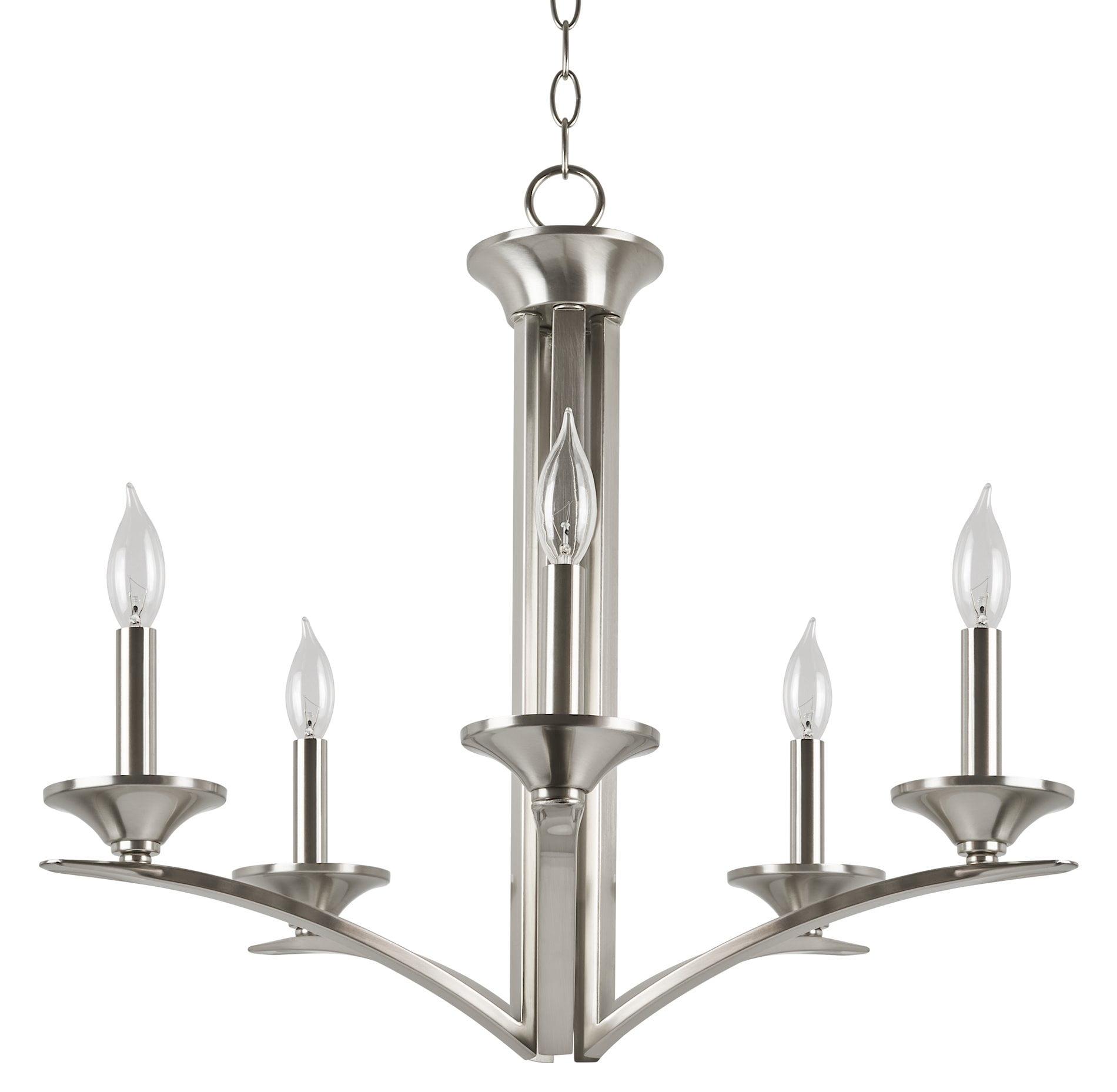 Brushed Nickel 5-Light Geometric Candle Chandelier