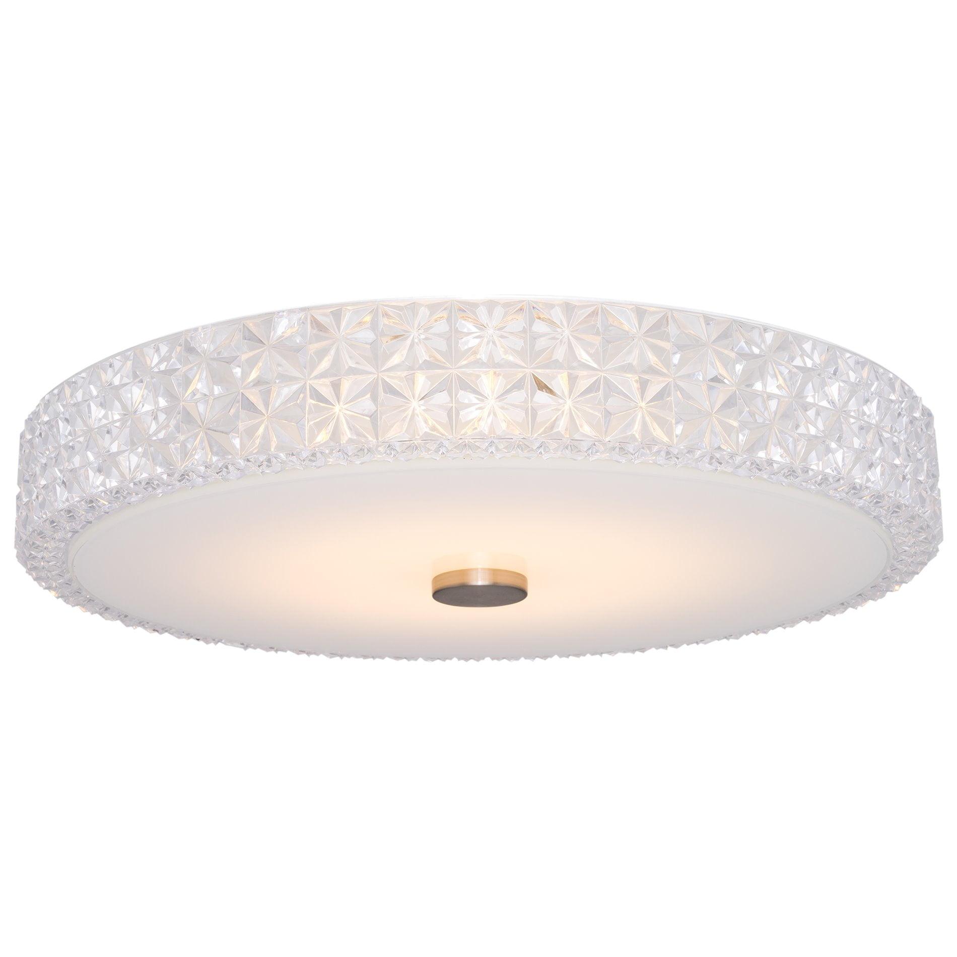 Maxine 15" White Crystal Drum LED Flush Mount Ceiling Light