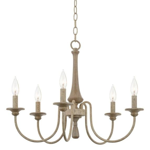 Kira Home Sherbrooke 24" 5-Light French Country Chandelier, Adjustable Height, Smoked Cedar Finish