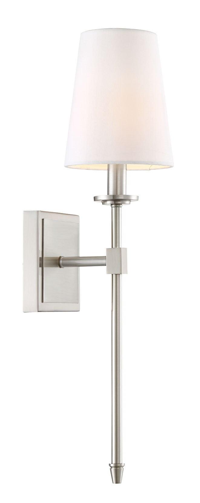 Torche 20" Transitional Wall Sconce with Linen Shade, Brushed Nickel