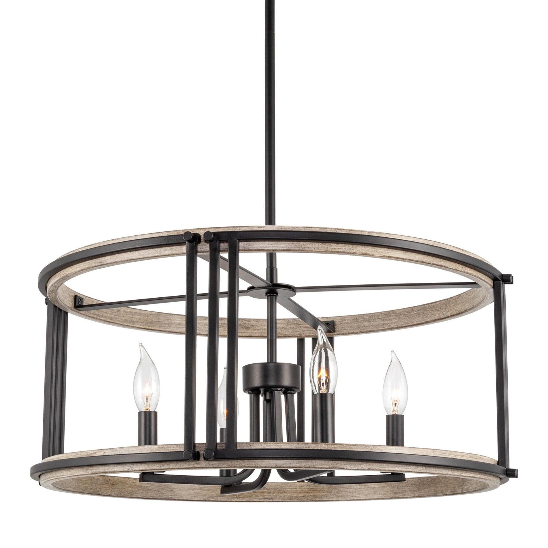 Vista 23" Black Metal Farmhouse Drum Pendant Light