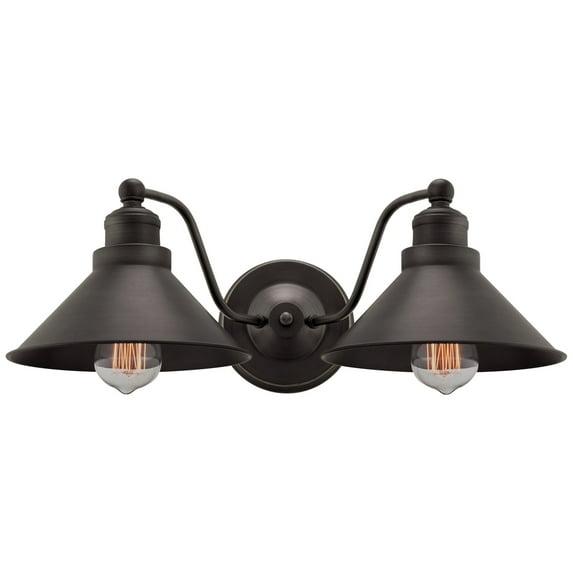 Kira Home Welton 19" 2-Light Farmhouse Bathroom Light, Wall Sconce Barn Light, Gold Trim + Brushed Dark Bronze