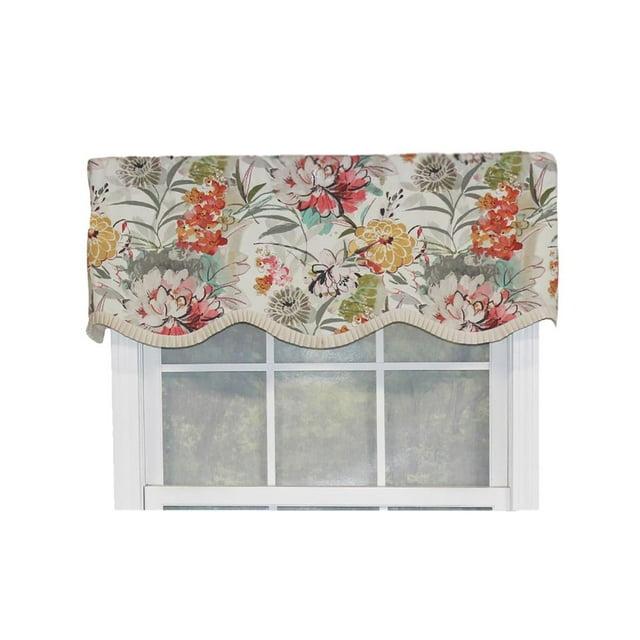 RLF Home Floral Cotton Ruffled 50'' W Window Valance in Ivory