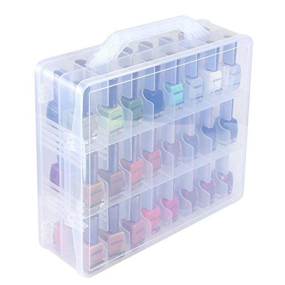 Clear Adjustable 48-Bottle Nail Polish Organizer with Dividers