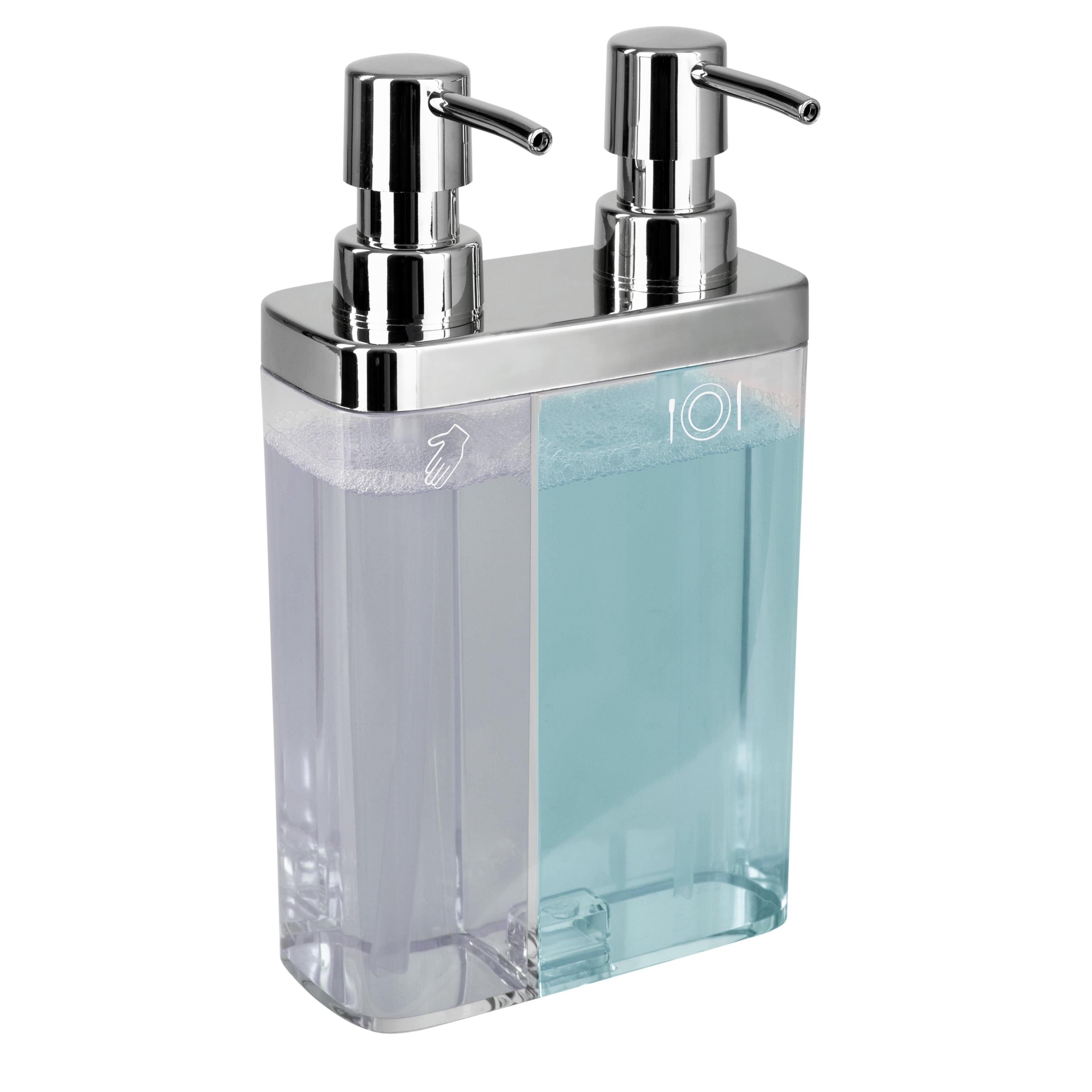 Clear Dual Pump Soap and Lotion Dispenser with Chrome Accents