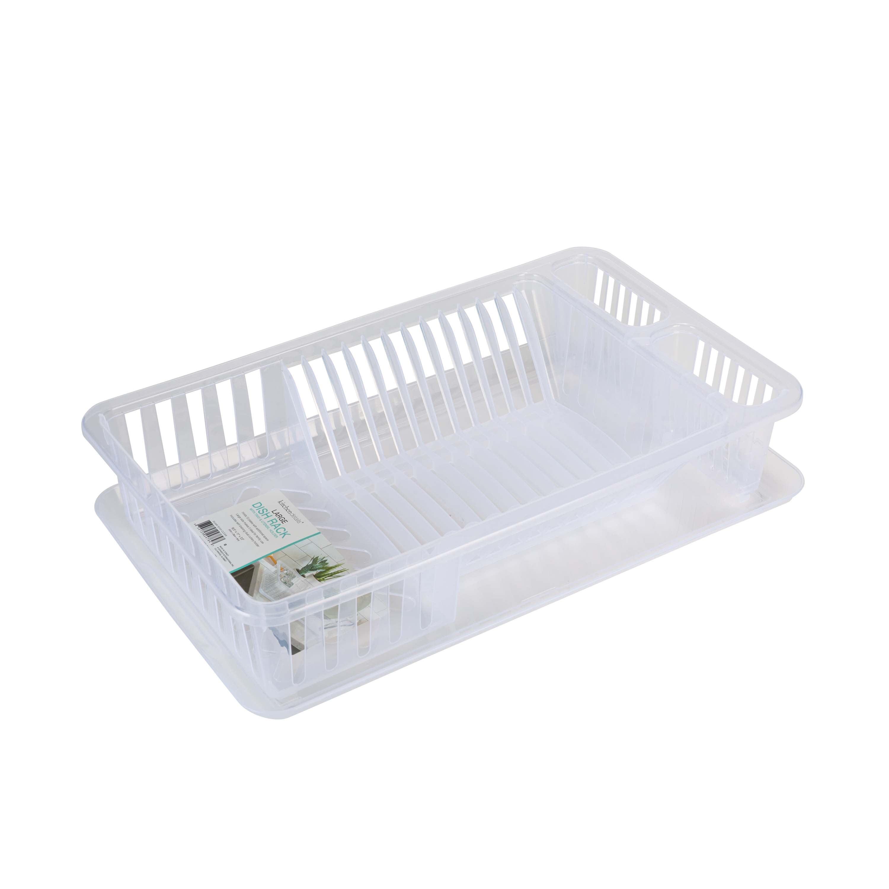 Clear Plastic Dish Rack with Utensil Cup