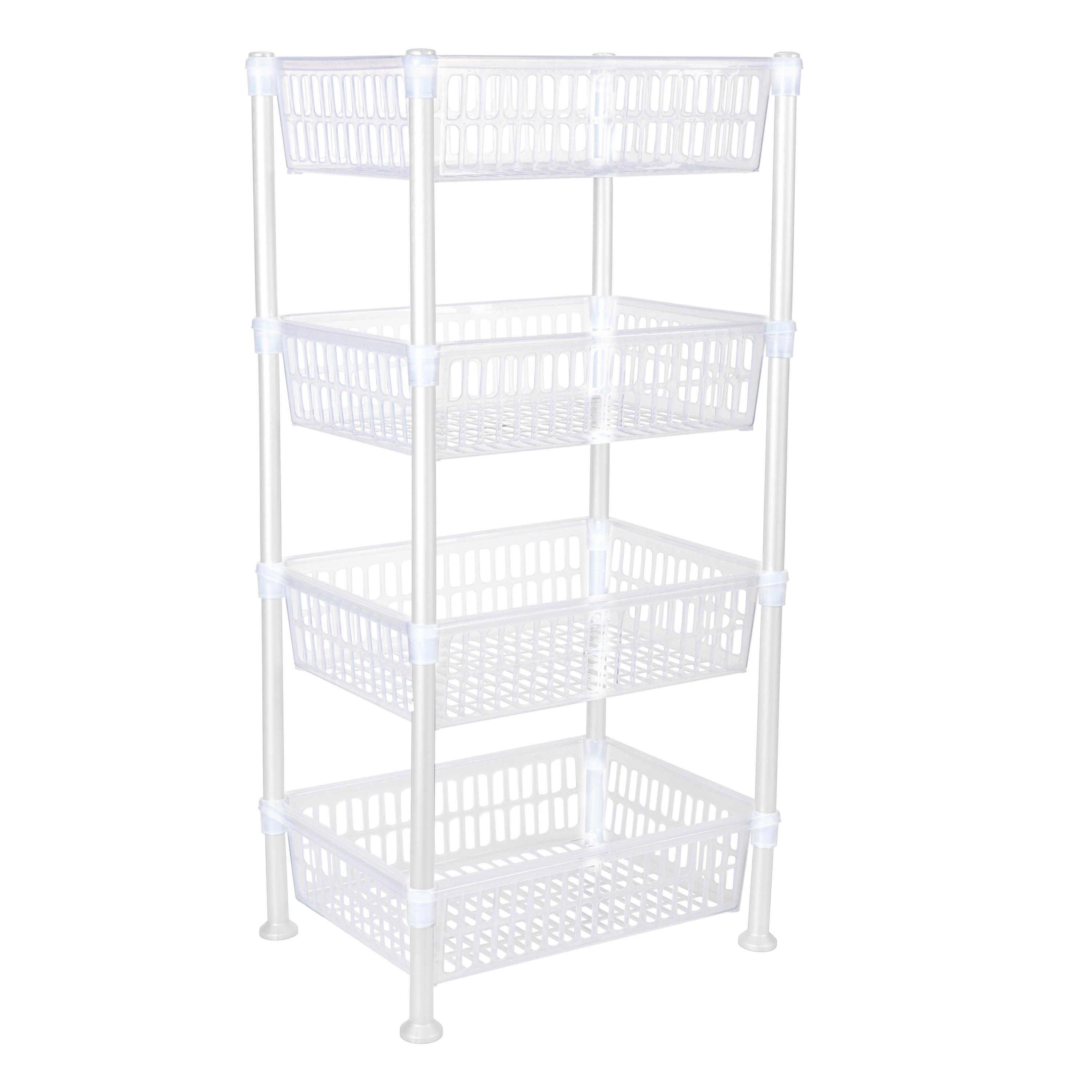 White 4-Tier Slim Polypropylene Shelving Unit