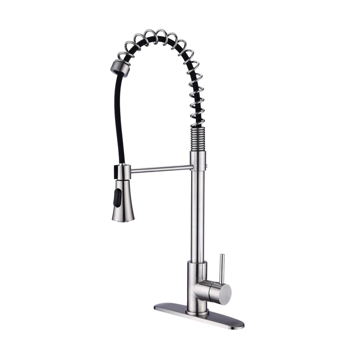 Brushed Nickel High-Arc Stainless Steel Kitchen Faucet with Pull-out Spray