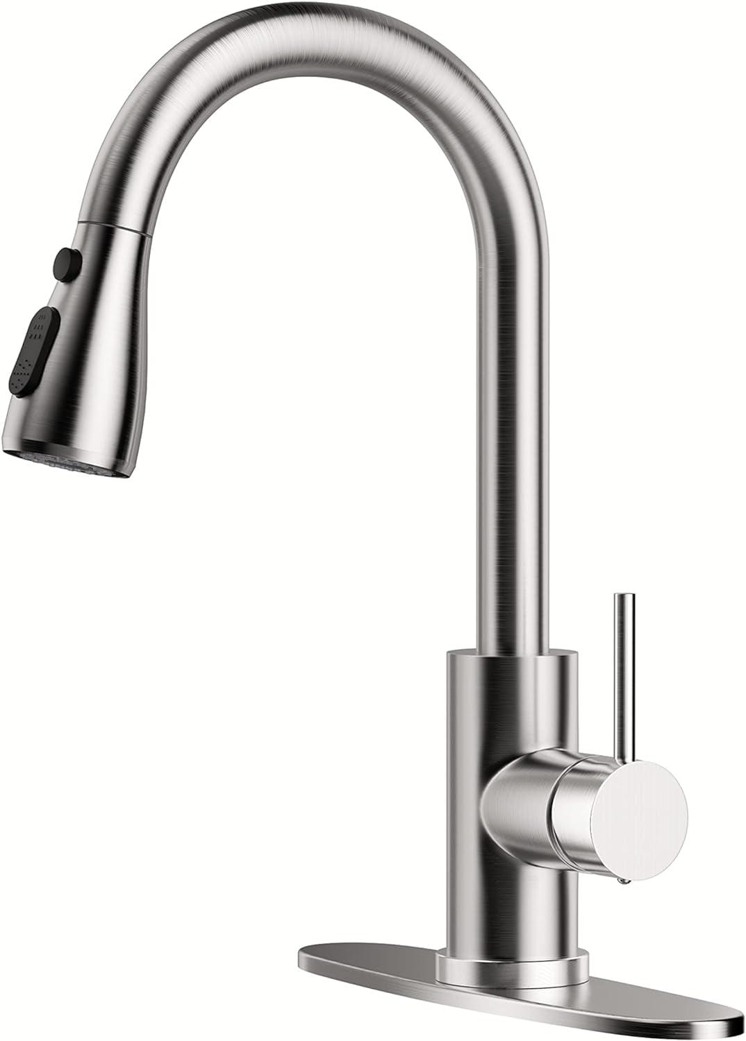 Brushed Nickel Stainless Steel Pull-Out Spray Kitchen Faucet