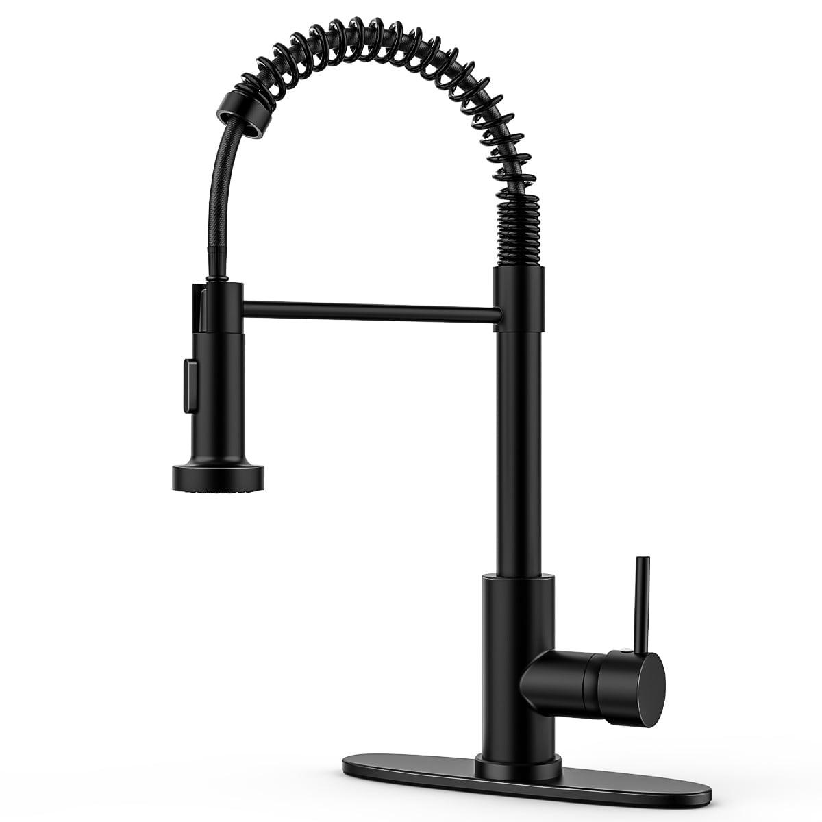 Matte Black Stainless Steel Pull-Down Kitchen Faucet with Spray