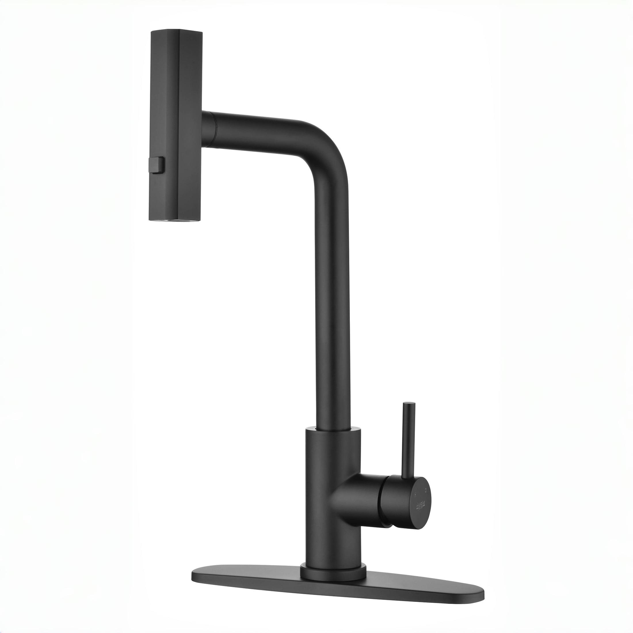 Matte Black Modern Kitchen Faucet with Pull Down Sprayer