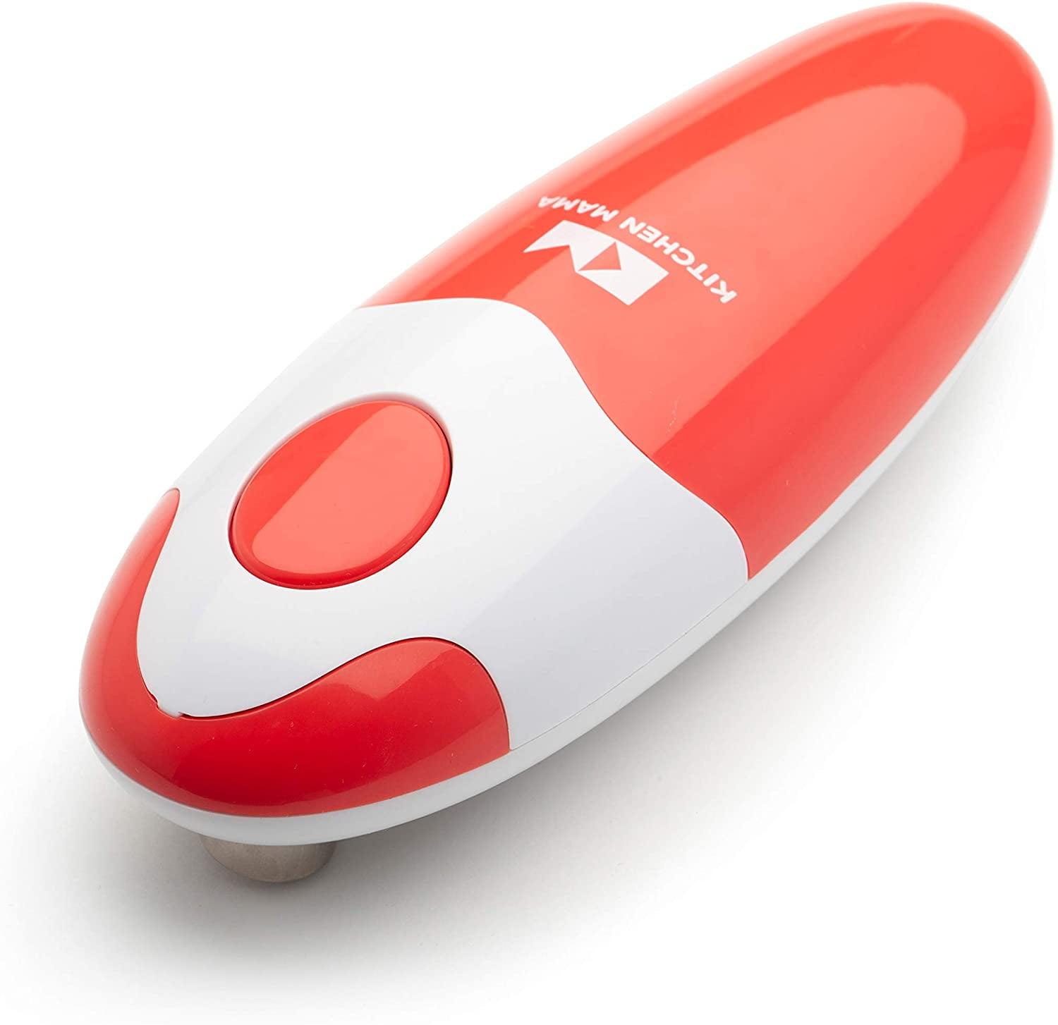 Red and White Electric Handheld Can Opener