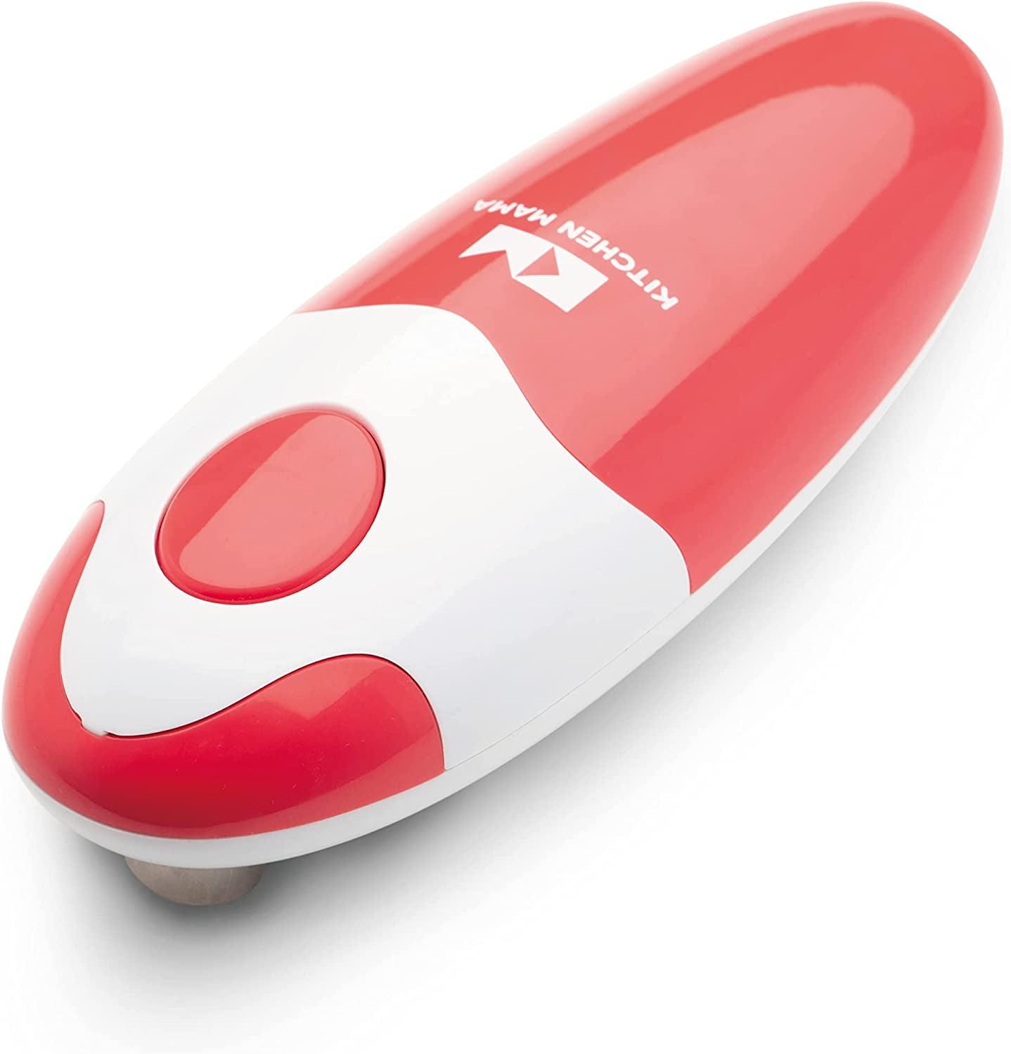 Red and White Electric Handheld Can Opener