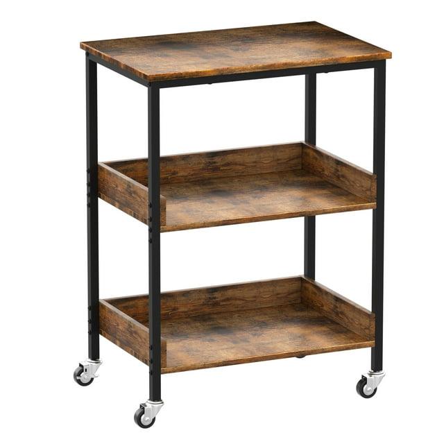 Kitchen Microwave Cart, 3 Tier Rolling Kitchen Utility Cart on Wheels Coffee Cart, Microwave Kitchen Islands Cart with Storage, for Living and Kitchen Room, Coffee Station for Kitchen