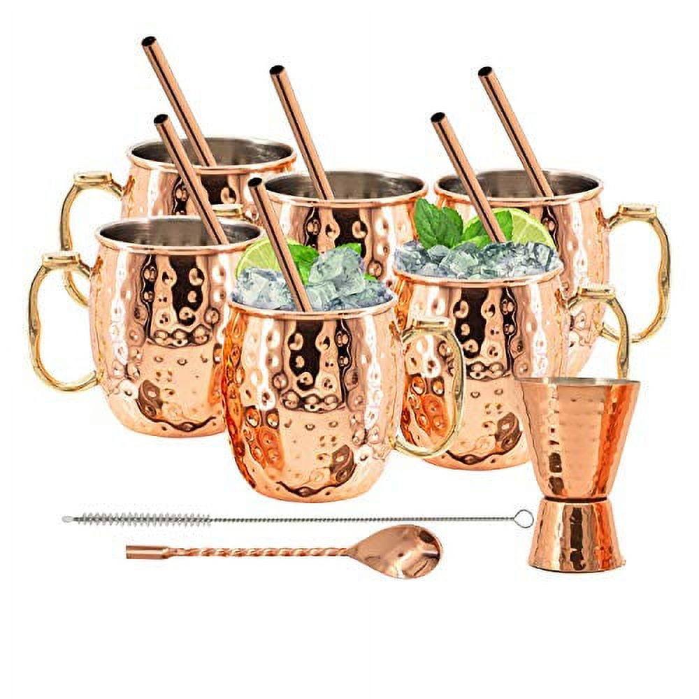 Premium Copper Moscow Mule Mugs Set with Accessories