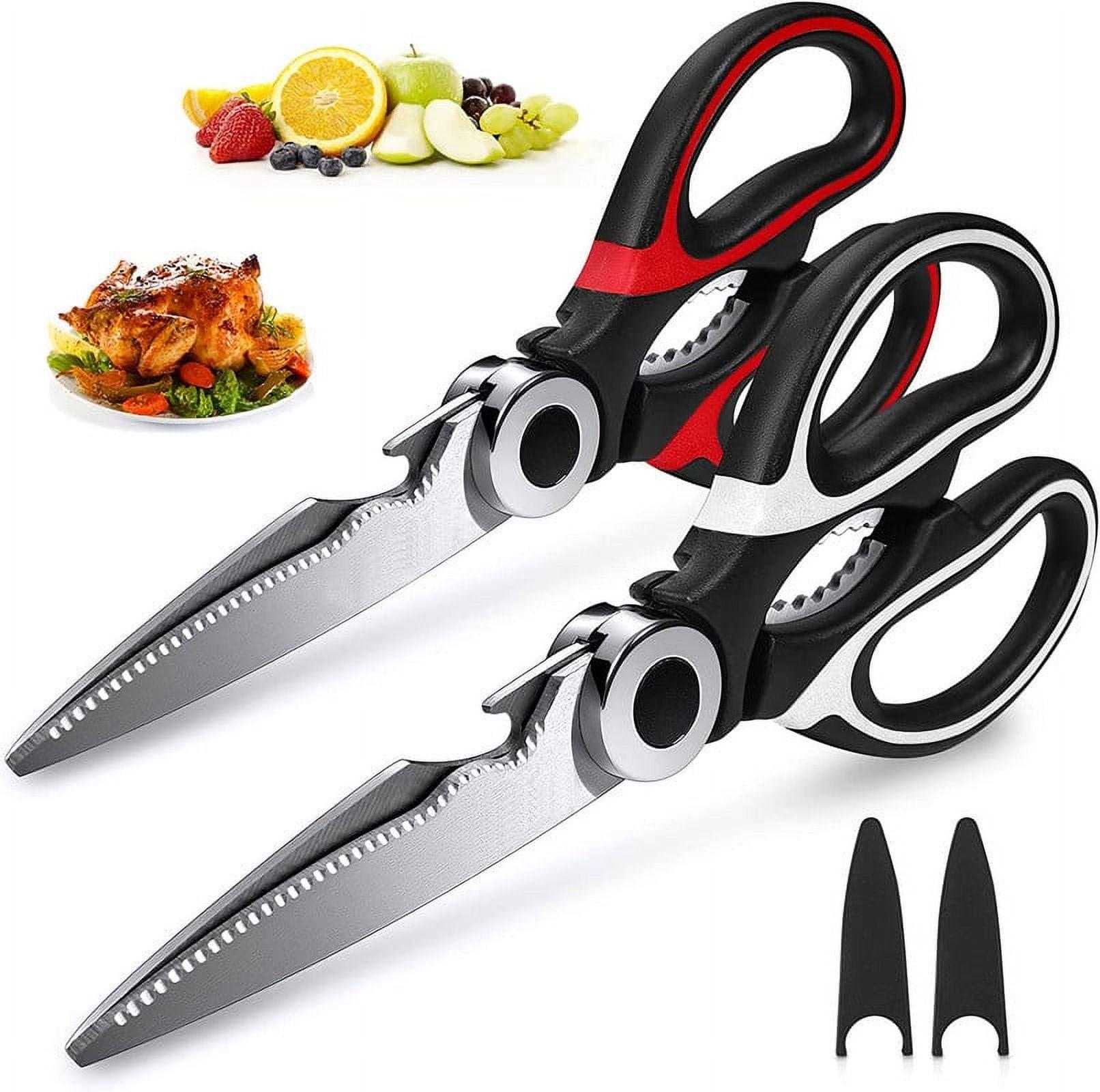 Kitchen Scissor For General Use 2-Packs,Heavy Duty Kitchen Raptor Meat Shears,Dishwasher Safe Cooking Scissors, Stainless Steel Multi-function Scissors For Food,Chicken,Poultry, Fish, Pizza