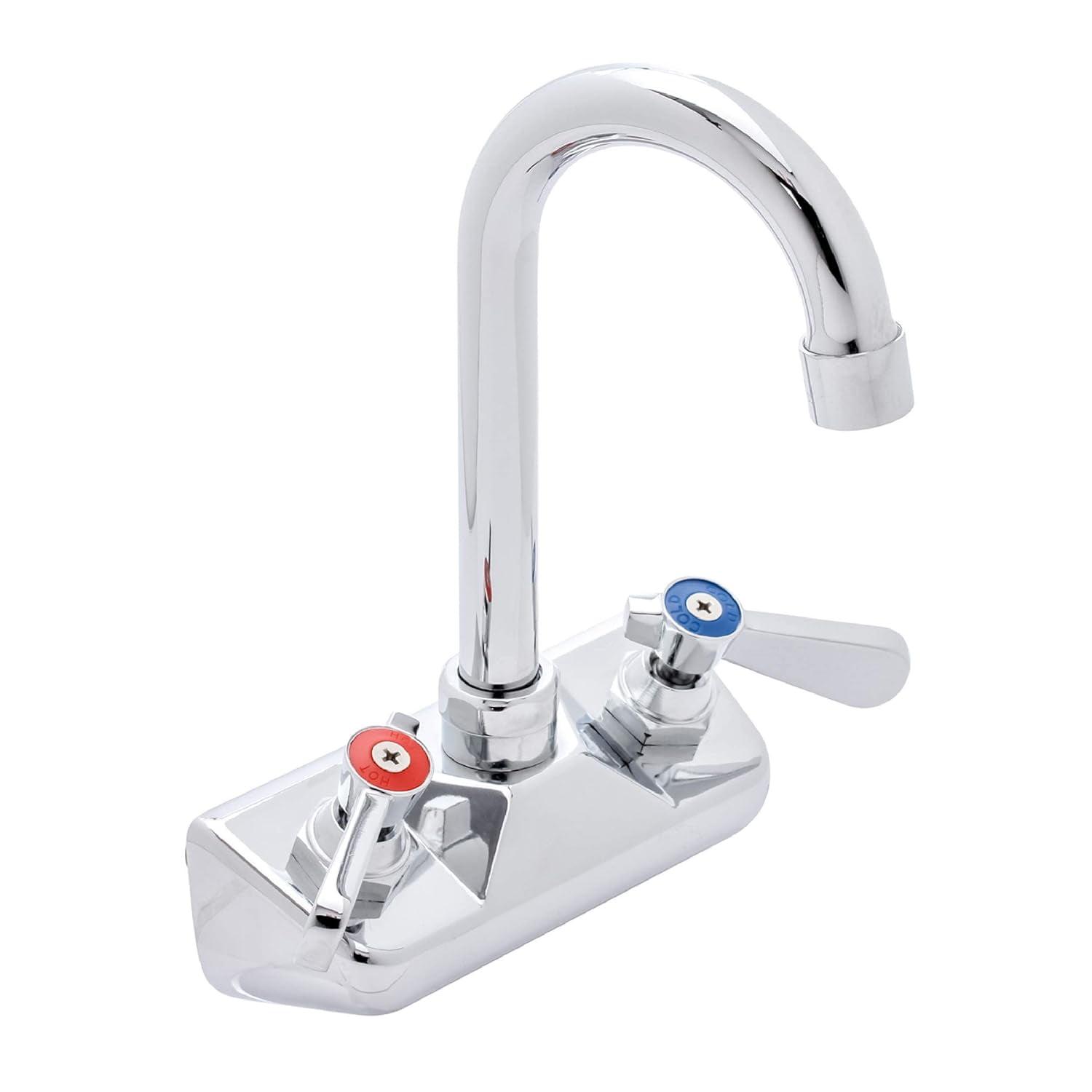 1/2" Gooseneck Spout Wall Mount Touch Kitchen Faucet with Dual Lever Handles