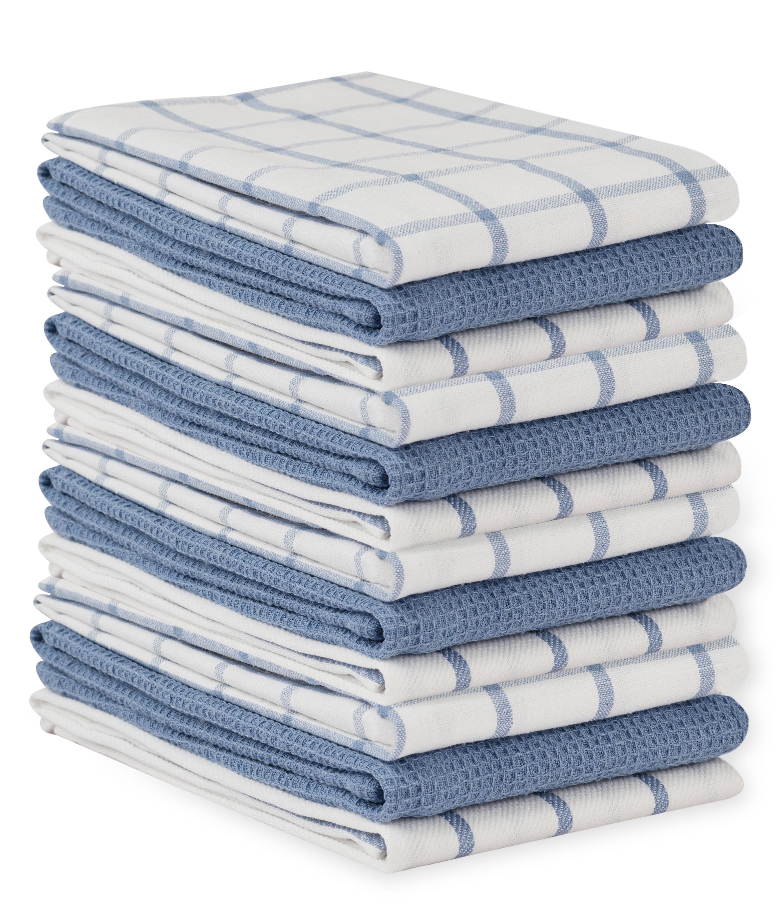 Kitchen Towels Set - Pack of 12 Cotton Dish Towels for Drying Dishes, 18”x 28”, Kitchen Hand Towels, Quick Drying Kitchen Towel Set - Indigo