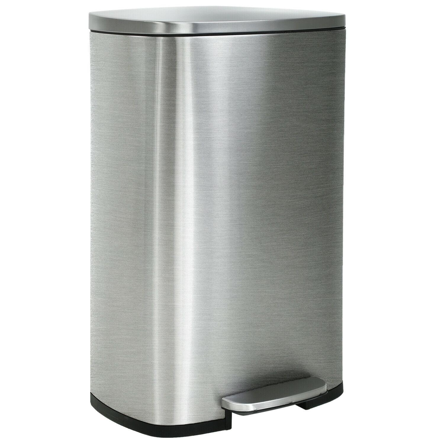 FDW 13 Gallon/50 L Stainless Steel Kitchen Trash Can, Fingerprint-Proof for Office/Home(Silver)