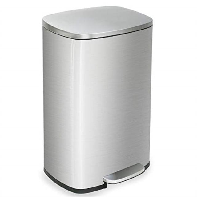 FDW 13 Gallon/50 L Stainless Steel Kitchen Trash Can, Fingerprint-Proof for Office/Home(Silver)